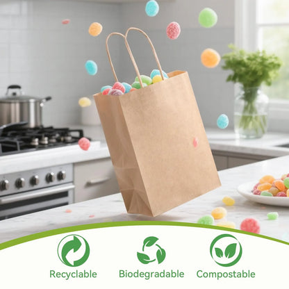 72x Kraft Paper Gift Bags Shopping Carry Craft Brown Bag w/ Handles Bulk (33x26x12cm) - Image 5