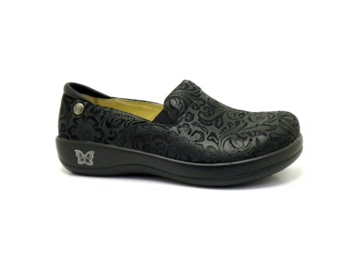 ALEGRIA Keli Nursing Shoes Slip On Womens Work Working Hospitality - Black Embossed Paisley - Image 6