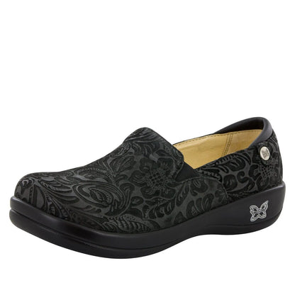 ALEGRIA Keli Nursing Shoes Slip On Womens Work Working Hospitality - Black Embossed Paisley - Image 7