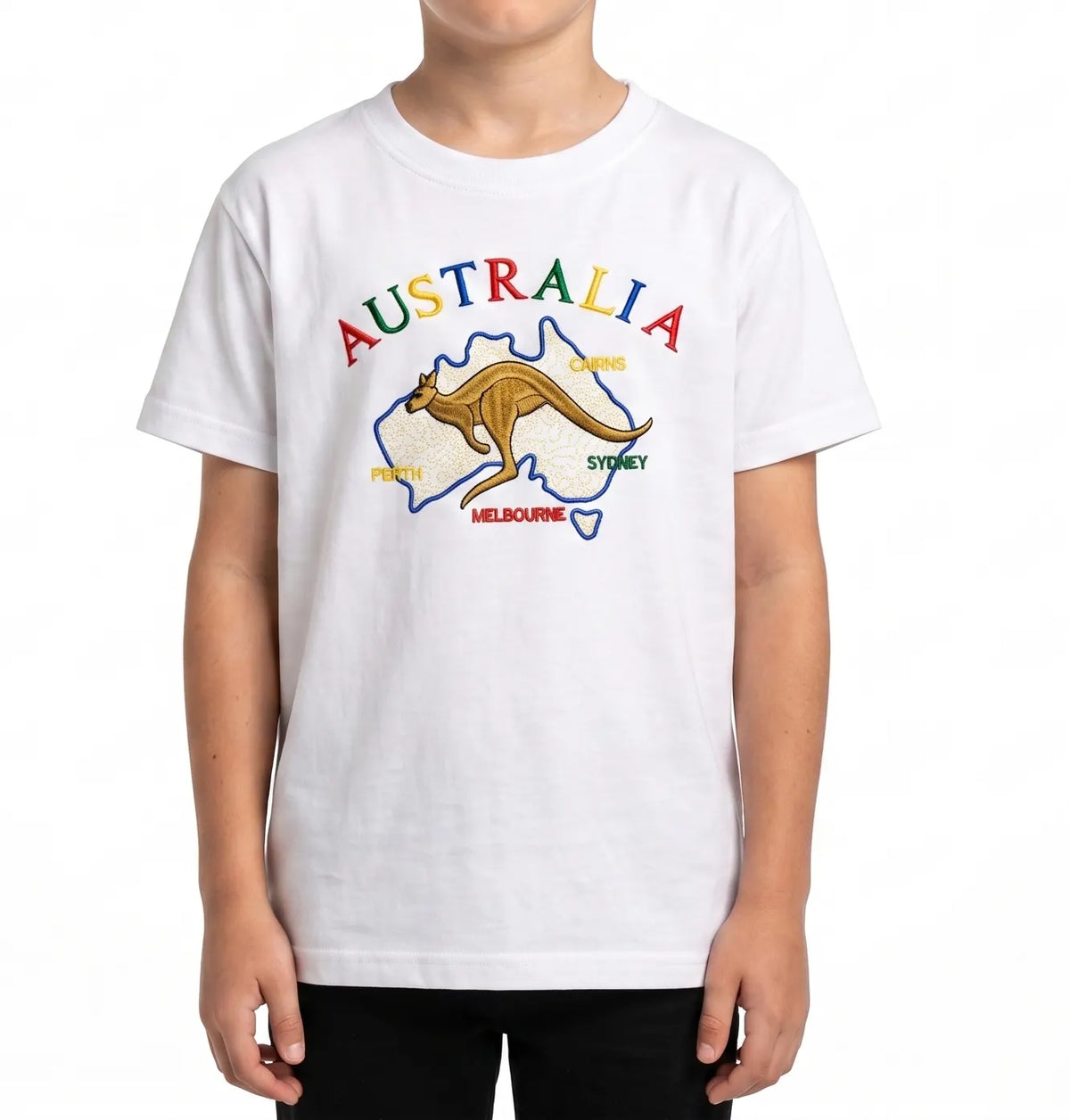 Kids Australia Kangaroo T Shirt Tee Childrens Child 100% Cotton Top - White - Image 2