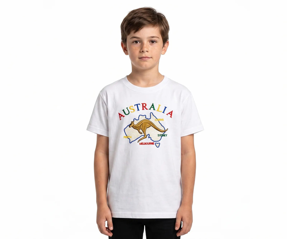 Kids Australia Kangaroo T Shirt Tee Childrens Child 100% Cotton Top - White - Image 6