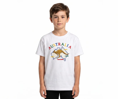 Kids Australia Kangaroo T Shirt Tee Childrens Child 100% Cotton Top - White - Image 6
