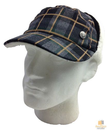 KANGOL Plaid Supre Ushanka Sherpa Chullo Lined Hat Warm Winter Ear Trapper Flying - Grey/Black - S/M - Image 2