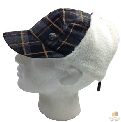 KANGOL Plaid Supre Ushanka Sherpa Chullo Lined Hat Warm Winter Ear Trapper Flying - Grey/Black - S/M - Image 3