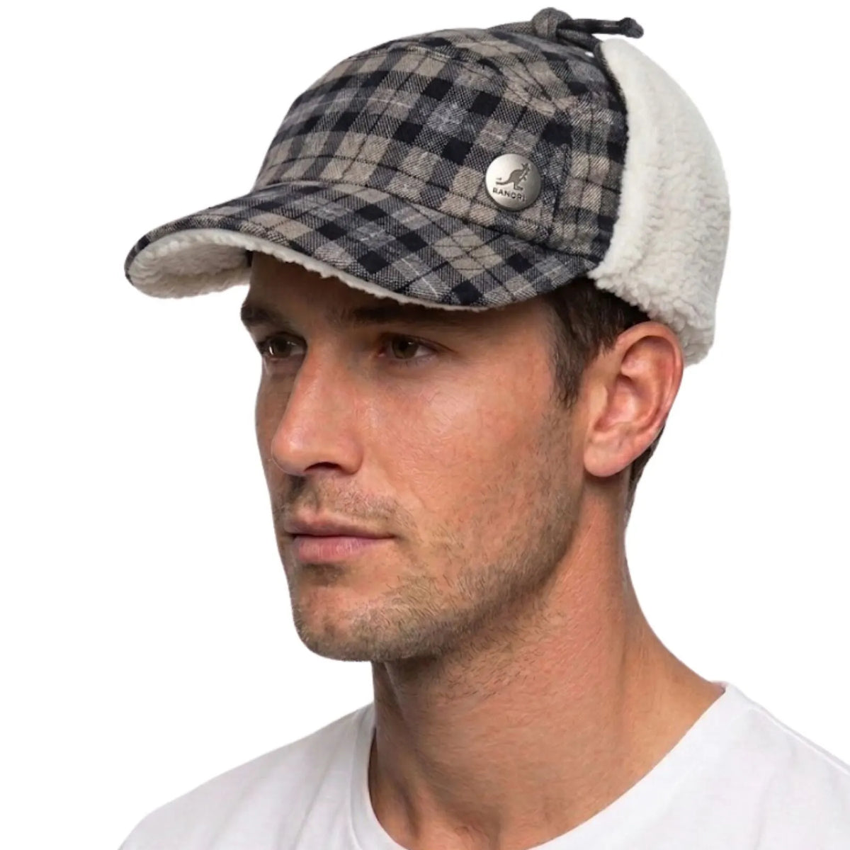 Plaid Supre Trapper Ushanka Hat Sherpa Lined Winter Ear Flap Cap - Black/Grey - Image 2
