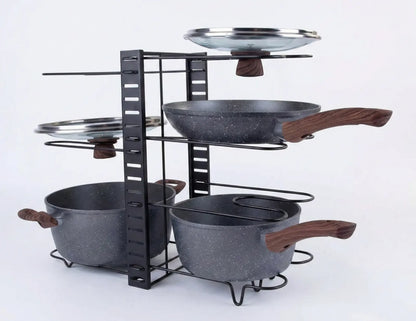 56cm Kitchen Pot/Pan/Lid Holder Cupboard Double Organiser Rac - Black