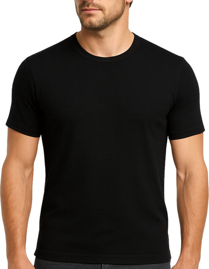 Mens 100% Pure Merino Wool Crew Neck Short Sleeve Top T Shirt Thermal Underwear - Black - Medium (95cm) - Image 5