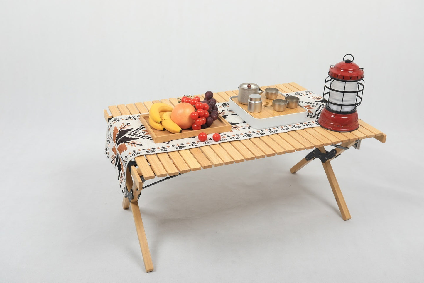 3 Chairs & 1 Table Set Bamboo Camping Folding Portable Outdoor Picnic Travel BBQ - Image 6