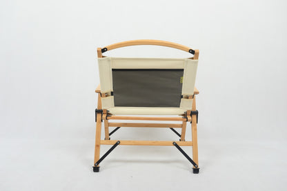 4x Bamboo Canvas Foldable Outdoor Camping Chair Wooden Picnic Park - Khaki/Beige - Image 8