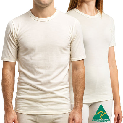 MERINO SKINS Crew Neck Short Sleeve T-Shirt Top 100% Wool Underwear Thermals in Natural - Medium (96cm) - Image 2
