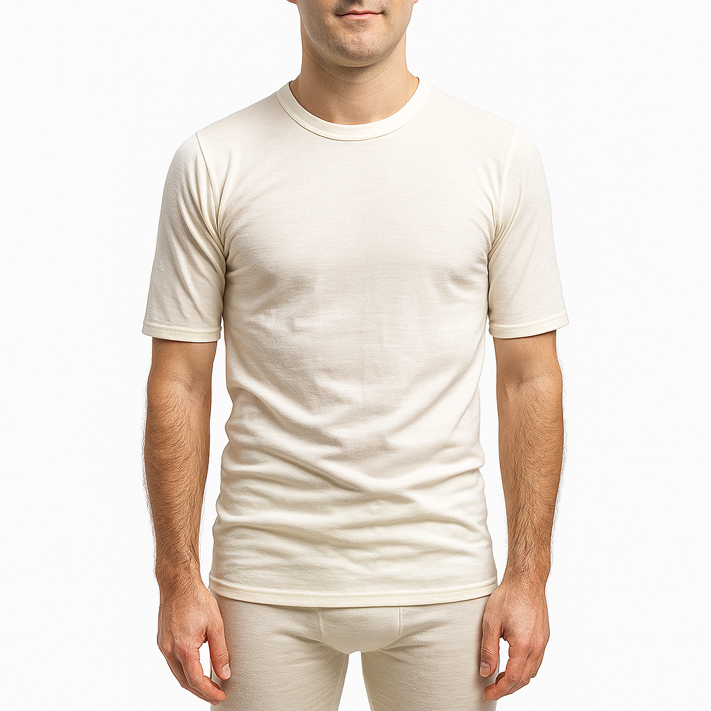 MERINO SKINS Crew Neck Short Sleeve T-Shirt Top 100% Wool Underwear Thermals in Natural - Medium (96cm) - Image 5
