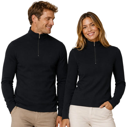 Merino Skins 100% Merino Wool Thermal Top Half Zip Long Sleeve Unisex - Black - Image 2