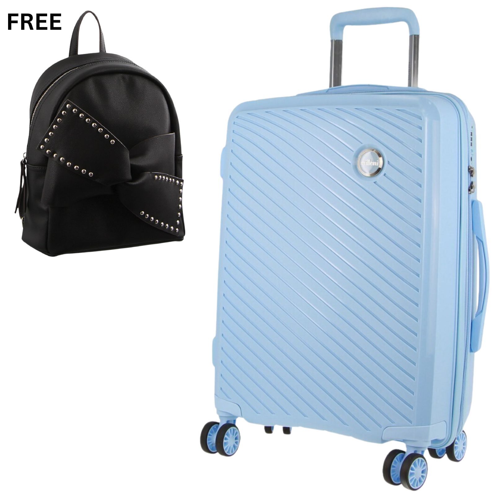 Pierre Cardin Inspired Milleni Luggage Bag Large in Blue + Milleni Waist Bag (2 Items) - Image 2
