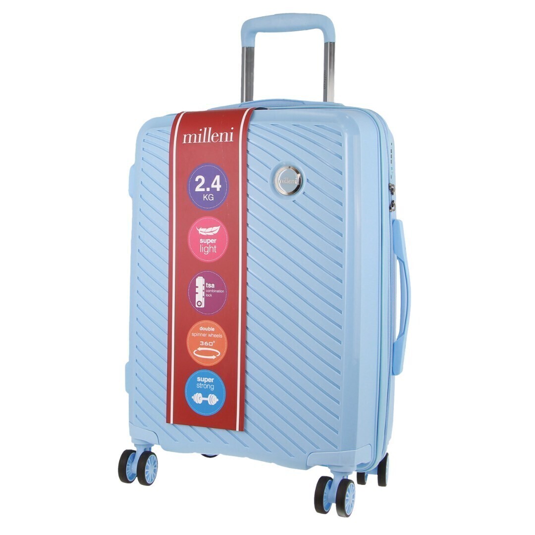 Pierre Cardin Inspired Milleni Luggage Bag Large in Blue + Milleni Waist Bag (2 Items) - Image 3