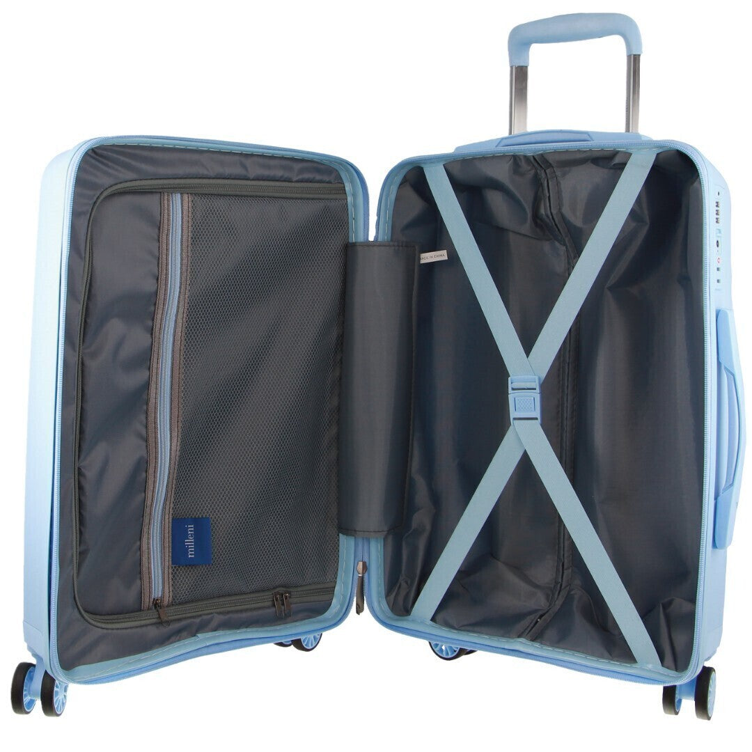 Pierre Cardin Inspired Milleni Luggage Bag Large in Blue + Milleni Waist Bag (2 Items) - Image 5