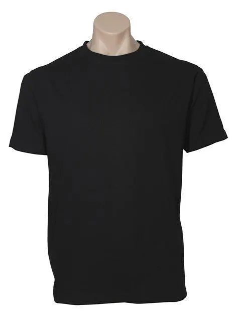 Mens Plain 100% Cotton T-Shirt Basic Blank Casual Short Sleeve Tee Top in Black - Image 2