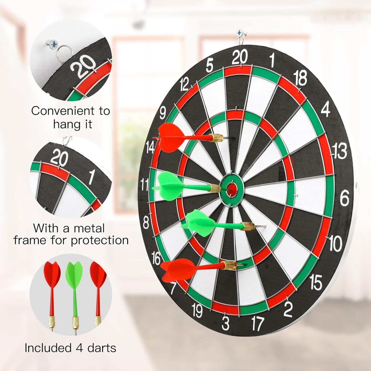 12" Dartboard Dart Board with Steel Darts Professional Competition Party Game - Image 5