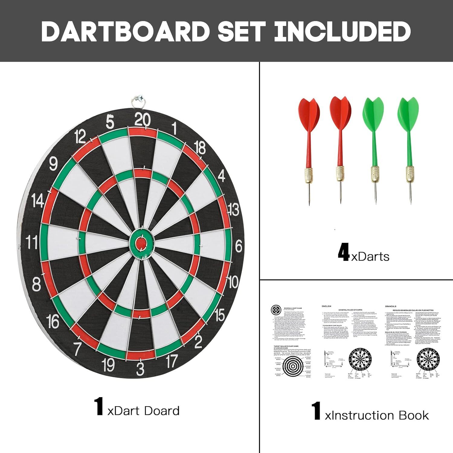 12" Dartboard Dart Board with Steel Darts Professional Competition Party Game - Image 6