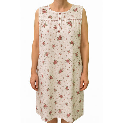 Womens 100% Cotton Sleeveless Nightie Gown Night Dress Pyjamas PJ - White - 14 - Image 2
