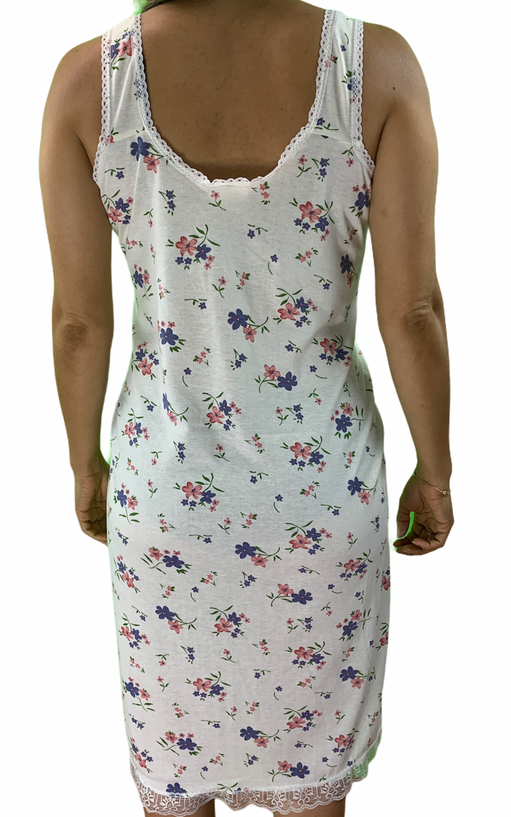 Womens Ladies Cotton Nightie Night Gown Slip Petticoat PJs Sleepwear Dress - Pink - 14 - Image 3