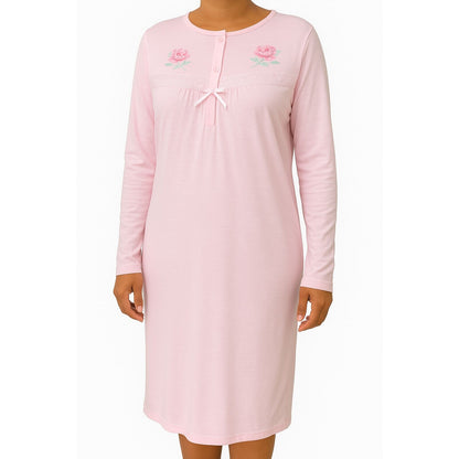 Womens Ladies Cotton Nightie Night Gown Pajamas Pyjamas Sleepwear PJ - Pink - 18 - Image 2