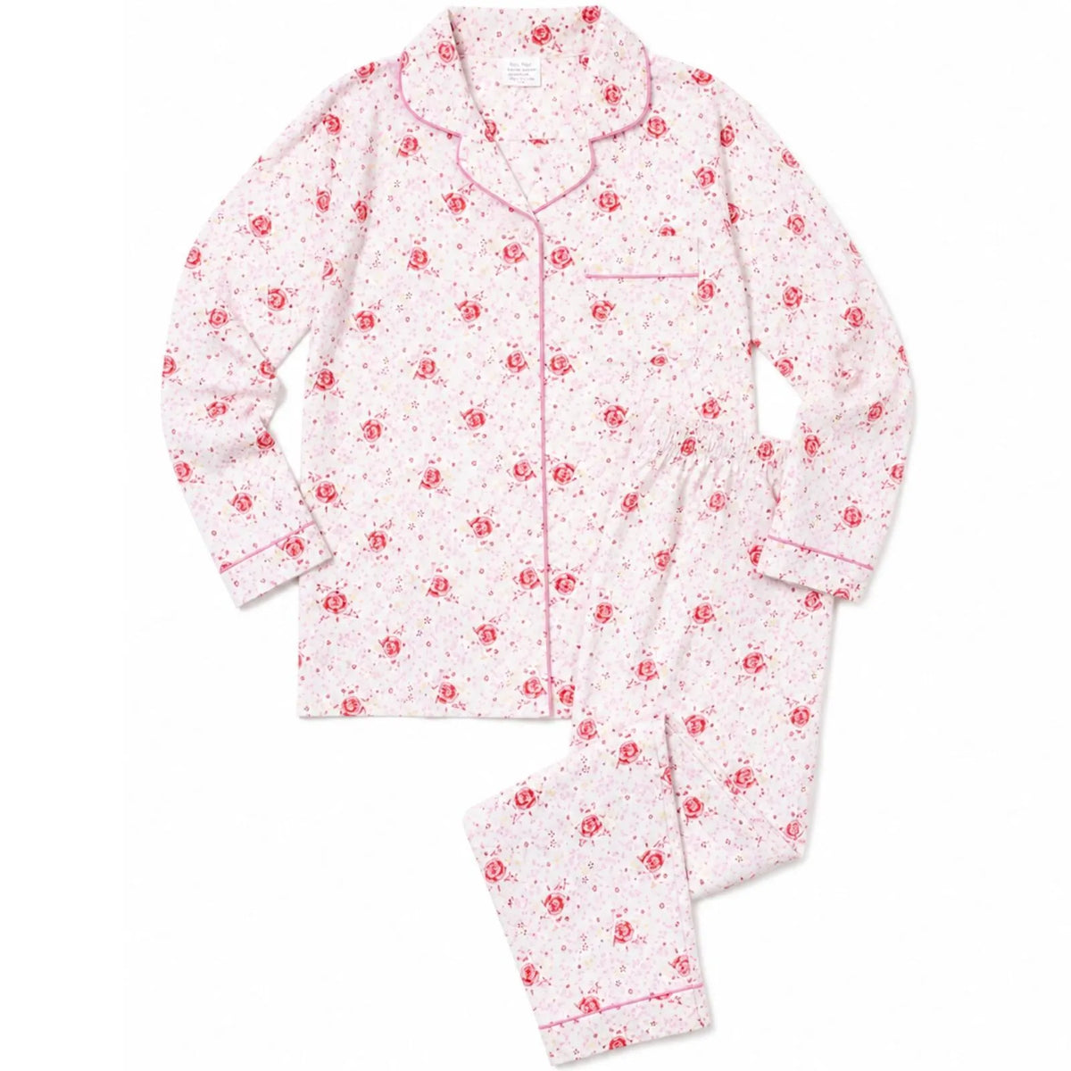 Womens Pyjama Set 100% Cotton Long Sleeve Button Up PJs Sleepwear - Pink Floral - Image 4
