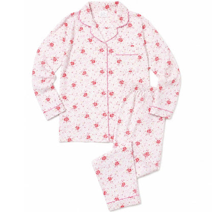 Womens Pyjama Set 100% Cotton Long Sleeve Button Up PJs Sleepwear - Pink Floral - Image 4