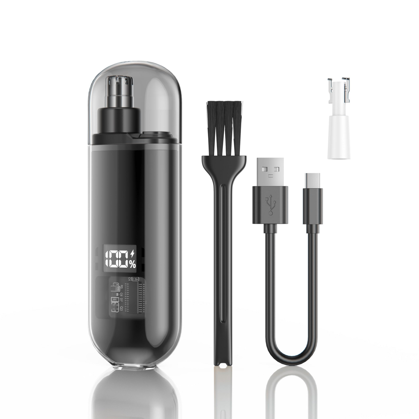 Handheld Portable Nose Hair Trimmer Rechargeable USB-C Clipper Shaver in Black - Image 3