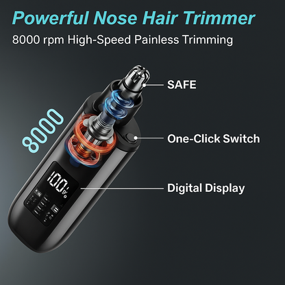 Handheld Portable Nose Hair Trimmer Rechargeable USB-C Clipper Shaver in Black - Image 5