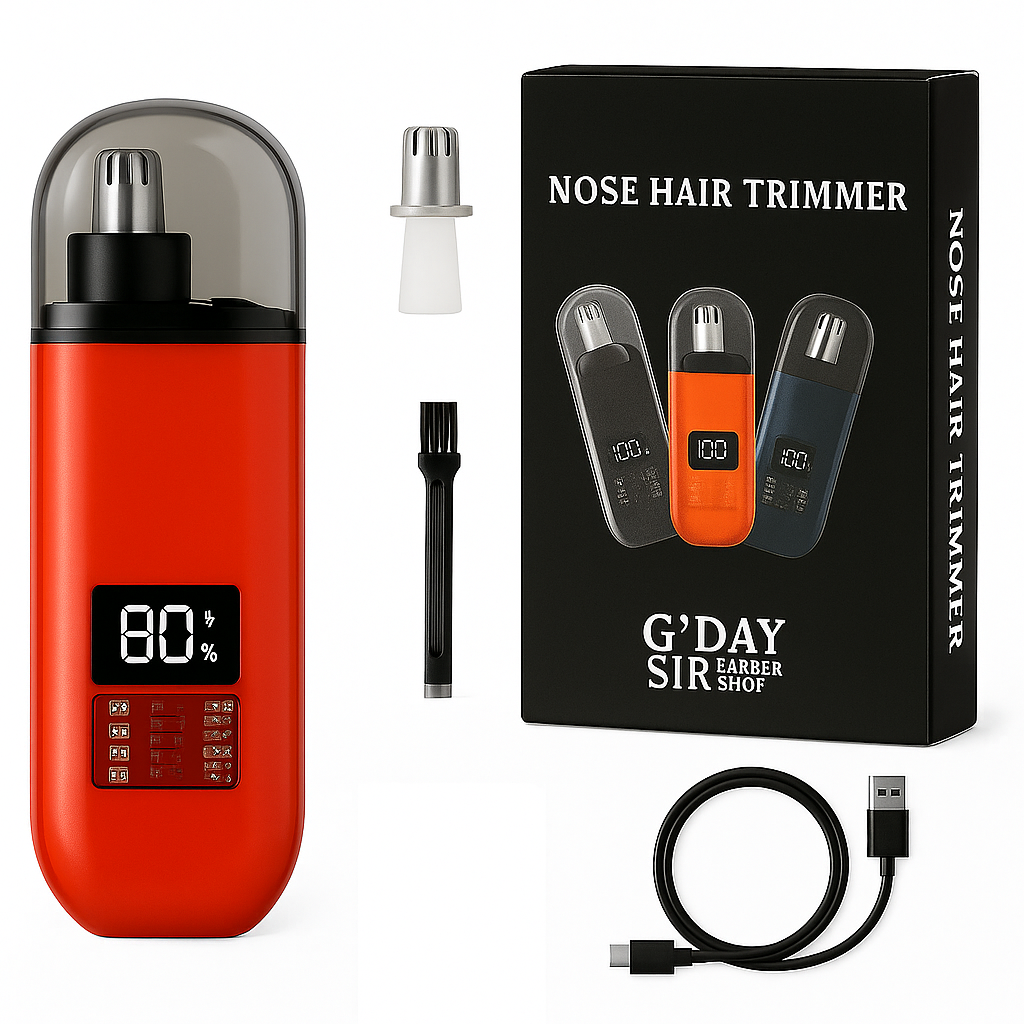 Handheld Portable Nose Hair Trimmer Rechargeable USB-C Clipper Shaver in Red/Orange - Image 2