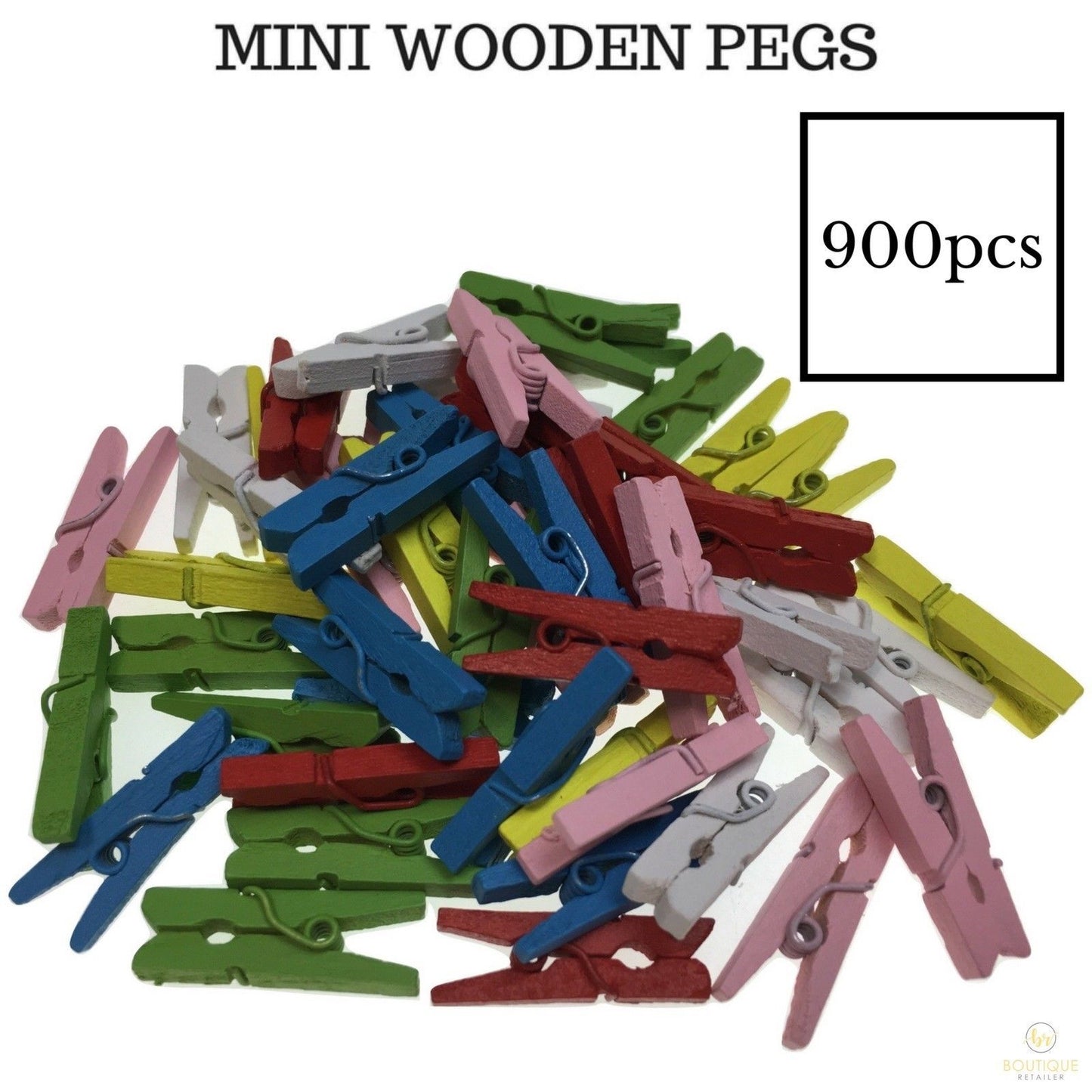 900pcs MINI WOODEN PEGS Natural Craft Baby Shower Clothes Pin Scrapbook 35mm - Image 5