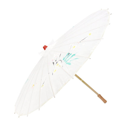 2pc Set Parasol Umbrella Black + White Chinese Japanese Bamboo Flower Pattern - Image 3