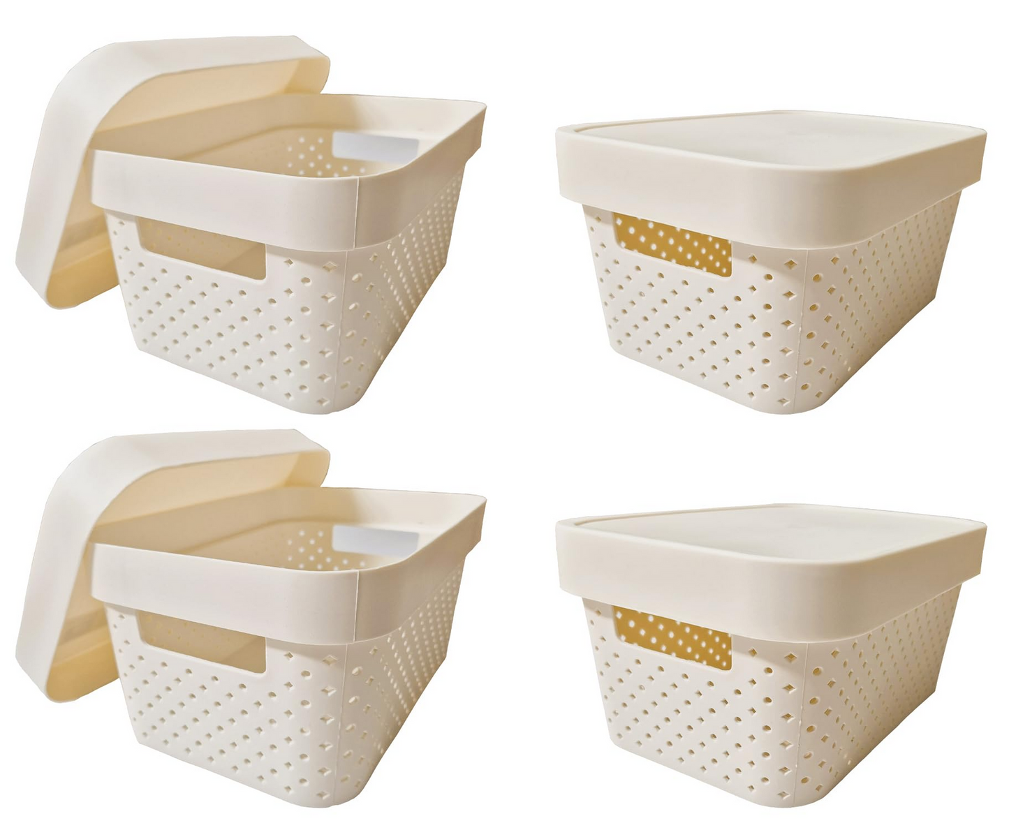 24x 5L Premium Plastic Storage Basket Container Box w/ Lid Dot Pattern (26.5*18*12.5cm) - Image 2