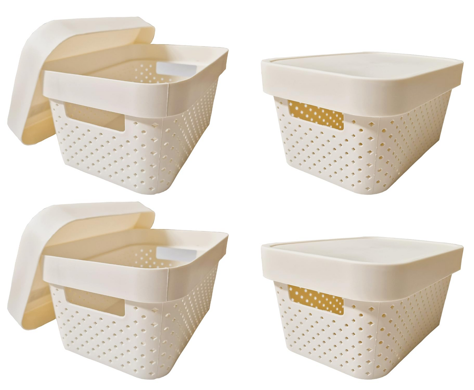 24x 5L Premium Plastic Storage Basket Container Box w/ Lid Dot Pattern (26.5*18*12.5cm) - Image 2