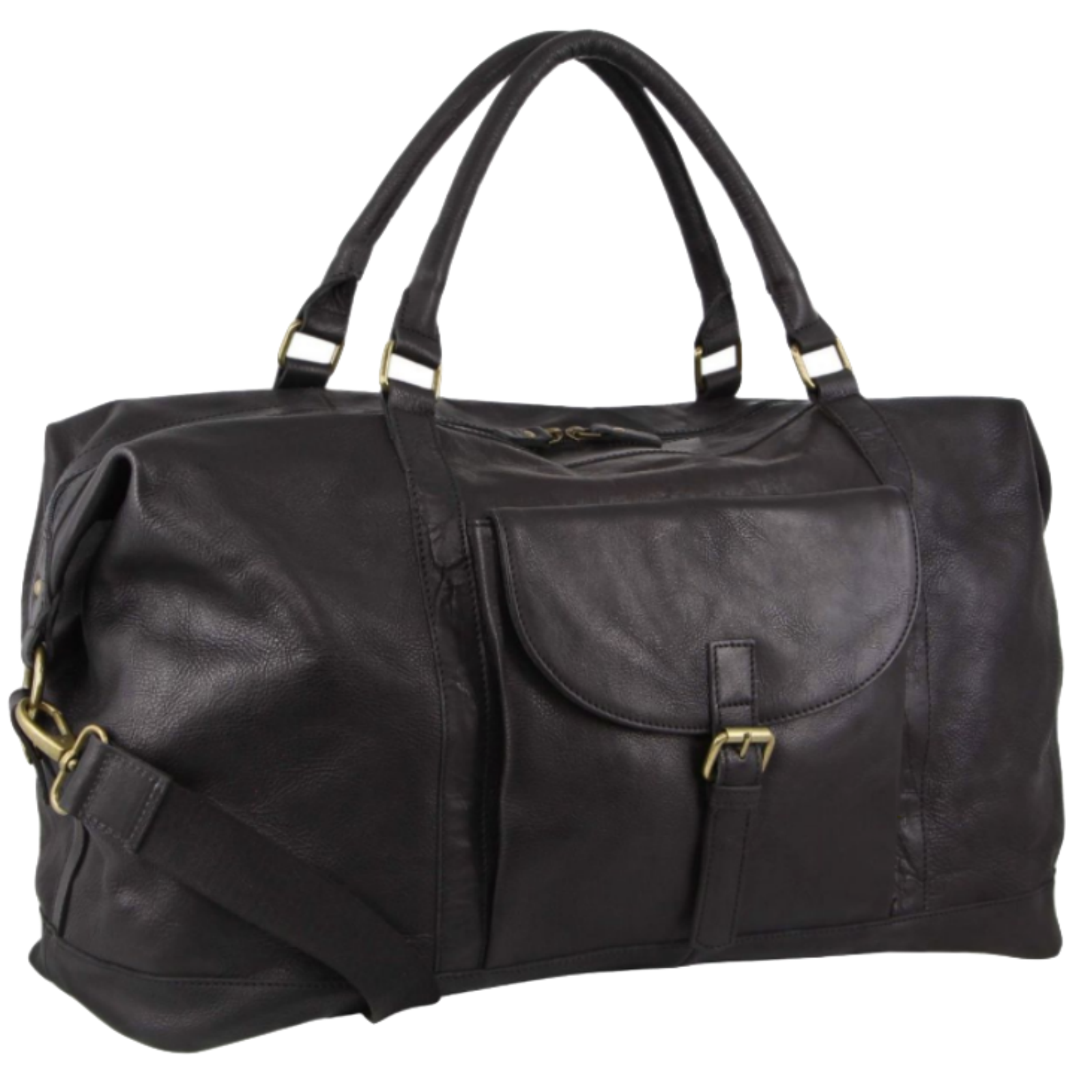 Pierre Cardin Mens Leather Business Overnight Bag Luggage Duffle Weekend Travel - Black - Image 2