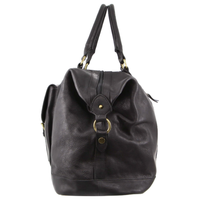 Pierre Cardin Mens Leather Business Overnight Bag Luggage Duffle Weekend Travel - Black - Image 4