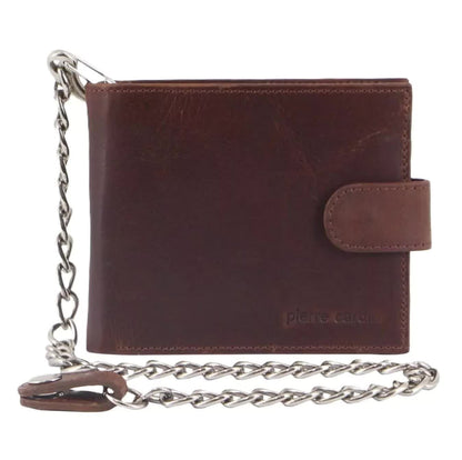 Pierre Cardin Zip Around Mens Leather Wallet with Chain in Chestnut - Image 2
