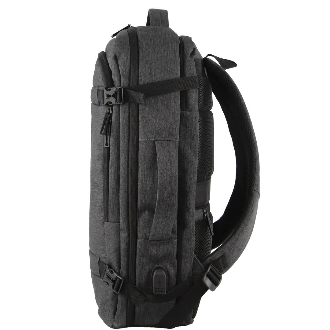 Pierre Cardin Mens Travel & Business Backpack with Built-in USB Port - Grey - Image 3