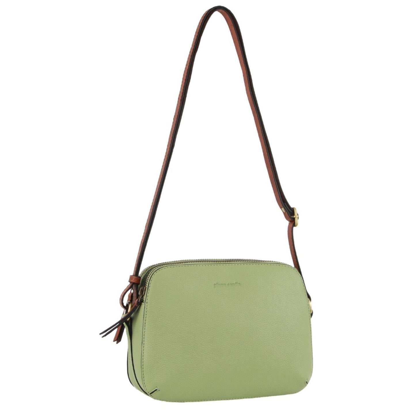 Pierre Cardin Leather Cross Body Bag Dual Zip Strap Shoulder Clutch in Jade - Image 2