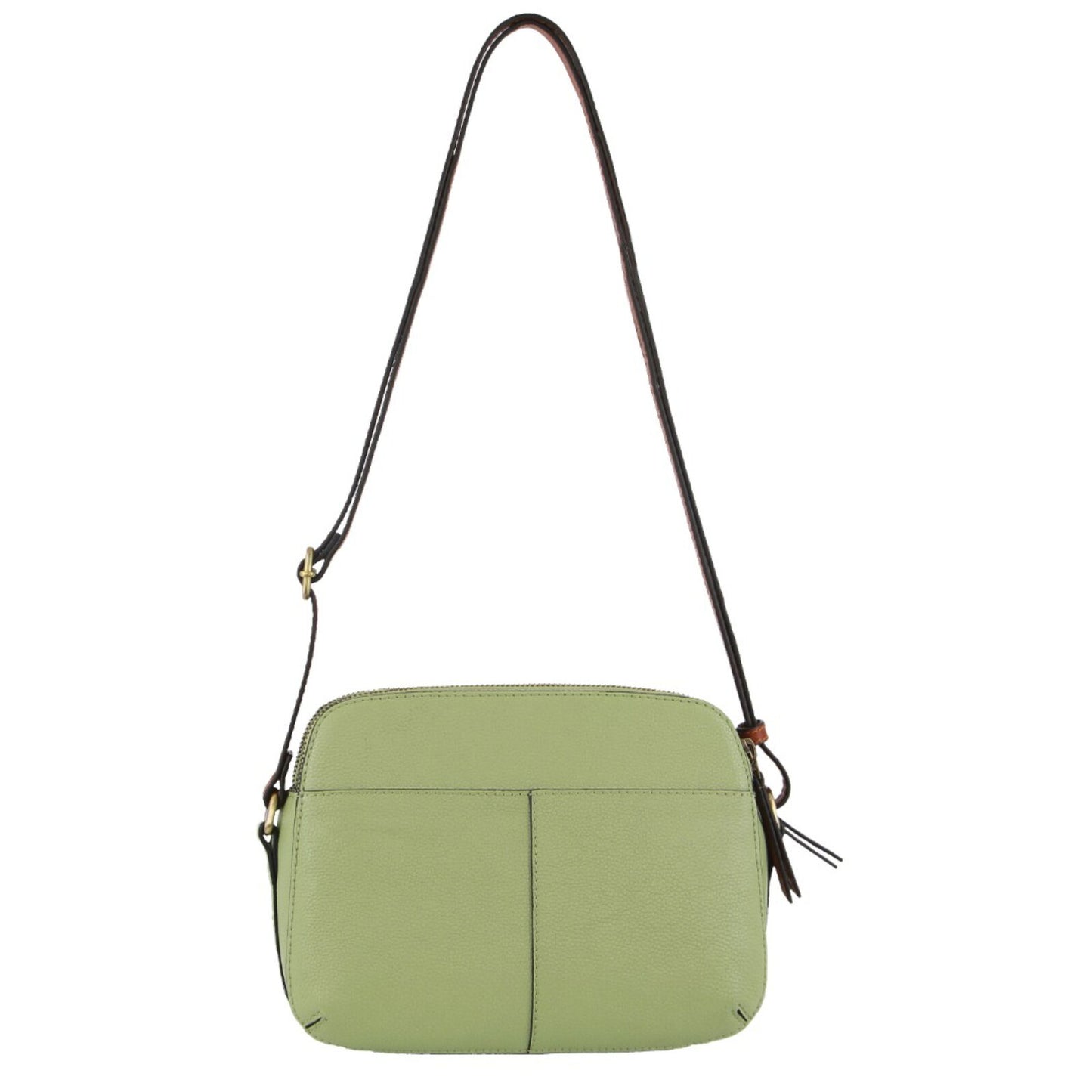 Pierre Cardin Leather Cross Body Bag Dual Zip Strap Shoulder Clutch in Jade - Image 3