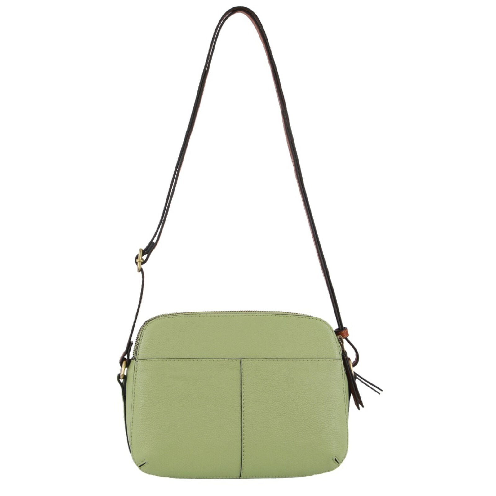 Pierre Cardin Leather Cross Body Bag Dual Zip Strap Shoulder Clutch in Jade - Image 3