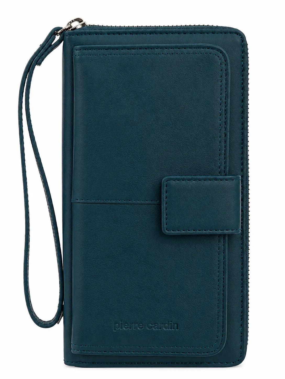 Pierre Cardin Womens Leather Zip Around Wallet RFID Blocking w/ Wristlet in Navy - Image 3