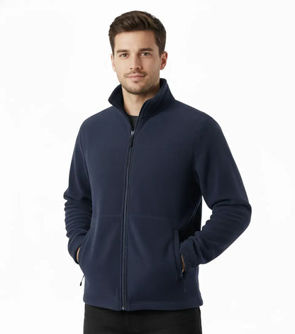 Mens Polar Fleece Full Zip Jumper Jacket Winter Warm in Navy Blue - Image 2