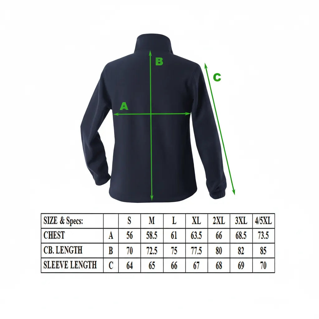 Mens Polar Fleece Full Zip Jumper Jacket Winter Warm in Navy Blue - Image 3