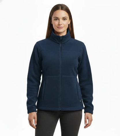 Womens Polar Fleece Full Zip Jumper Jacket Winter Warm in Navy Blue - Image 2