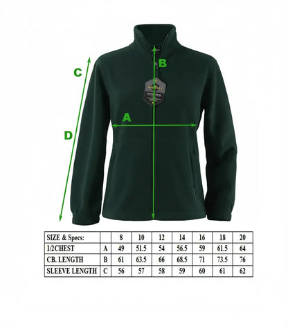 Womens Polar Fleece Full Zip Jumper Jacket Winter Warm in Bottle Green - Image 3
