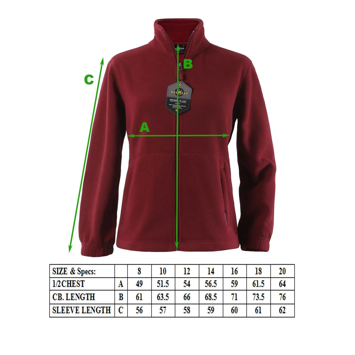 Womens Polar Fleece Full Zip Jumper Jacket Winter Warm in Burgundy - Image 3