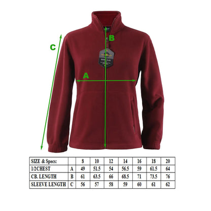 Womens Polar Fleece Full Zip Jumper Jacket Winter Warm in Burgundy - Image 3