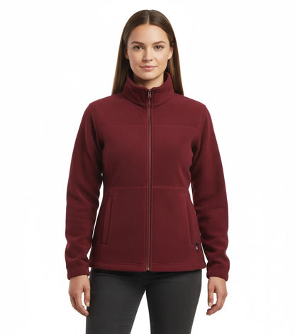Womens Polar Fleece Full Zip Jumper Jacket Winter Warm in Burgundy - Image 2