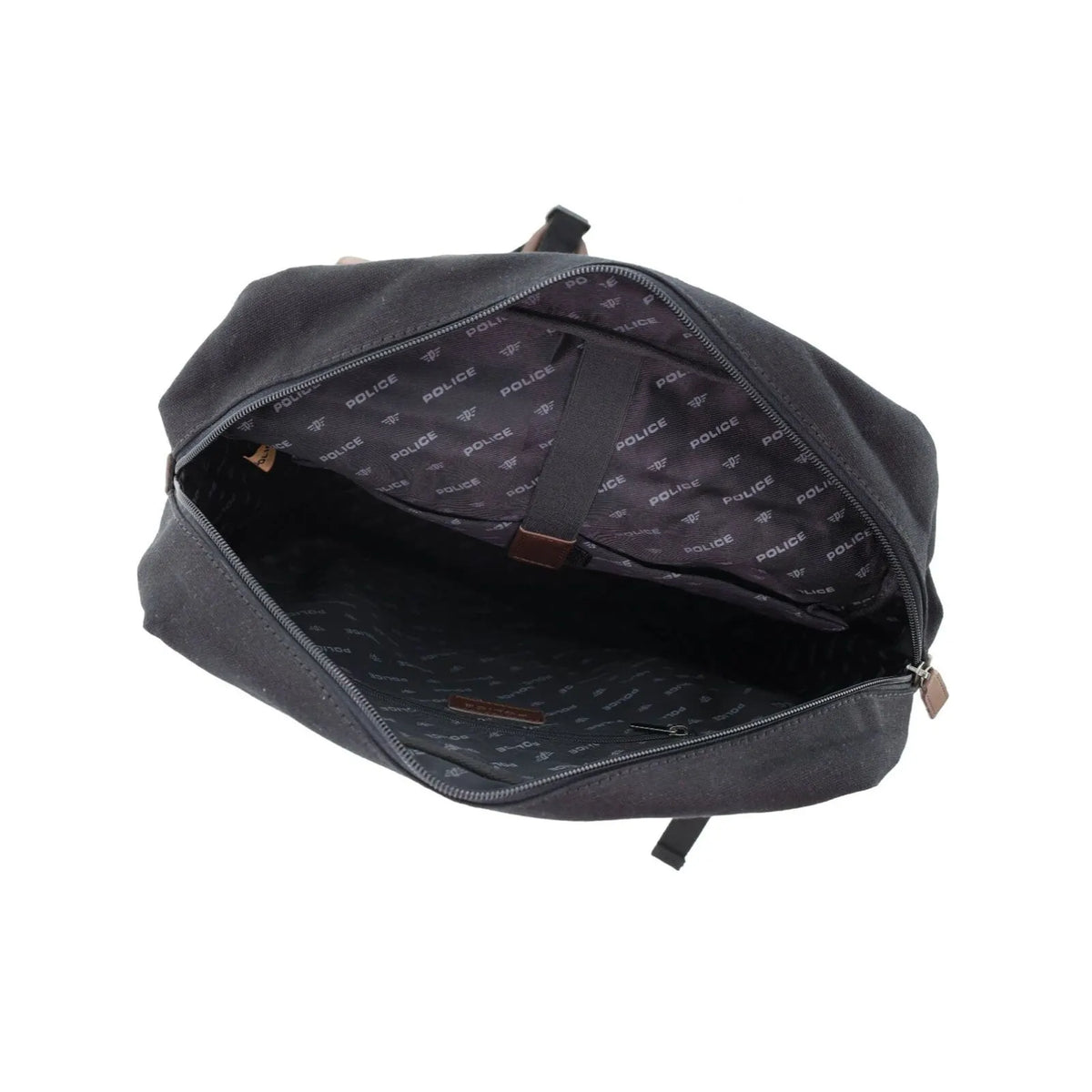 POLICE Messenger Backpack Bag with Laptop Computer Sleeve in Black - Image 4